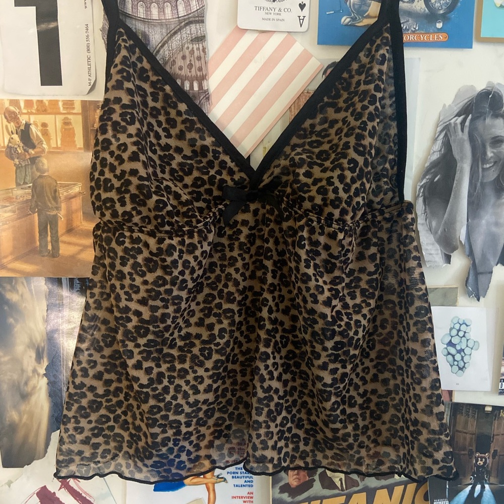 Y2K, Mesh, Leopard print, Sheer, Babydoll, Tank 🤍🐆